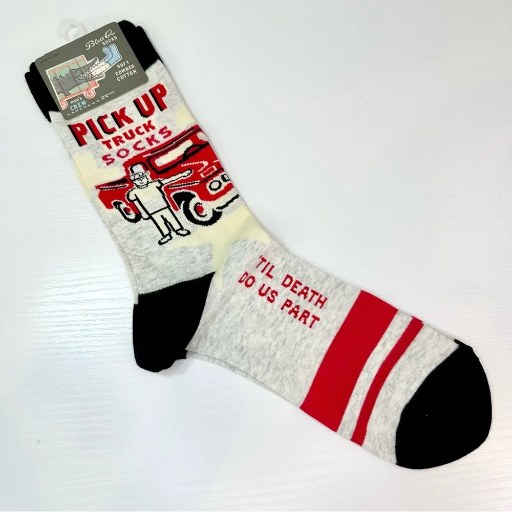 Blue Q Pick Up Truck Crew Socks, Men’s